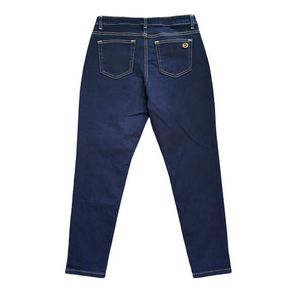 Michael Kors Izzy Mid Rise Cropped Skinny Dark Blue Stretch Denim Jean Size 10 - Picture 4 of 12